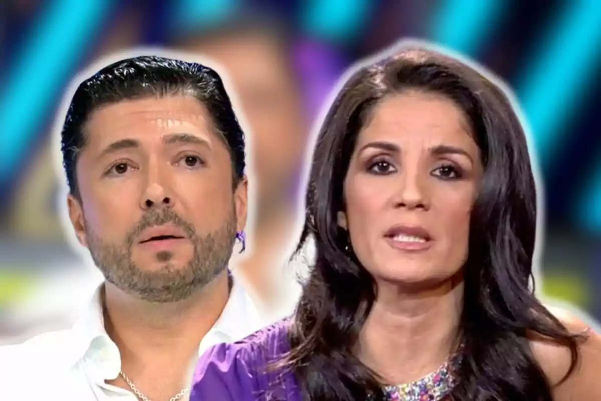 Ángel Cristo y Ana Herminia en un programa de televisión con expresiones serias.