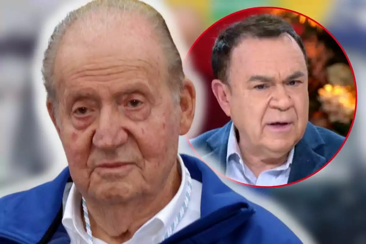 Juan Carlos I y Juan Luis Galiacho aparecen en la imagen, uno en primer plano y otro en un recuadro circular.