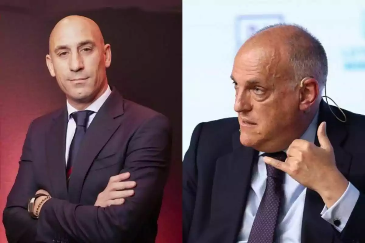 Dos hombres en trajes formales, uno con los brazos cruzados y el otro haciendo un gesto de llamada con la mano. Dos hombres en trajes formales, uno con los brazos cruzados y el otro haciendo un gesto de llamada con la mano.