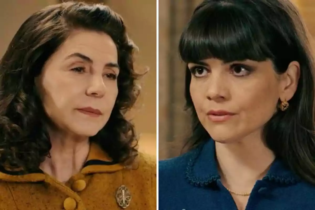 Digna y Gema con expresión seria se miran, una lleva un abrigo mostaza y la otra un suéter azul Digna y Gema con expresión seria se miran, una lleva un abrigo mostaza y la otra un suéter azul