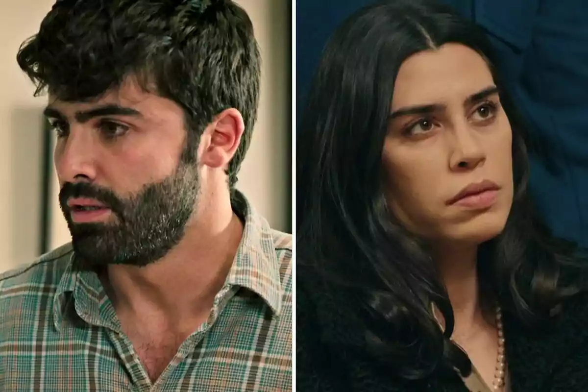 Raúl y María con expresiones serias, un hombre de barba y cabello oscuro a la izquierda y una mujer de cabello largo y oscuro a la derecha Raúl y María con expresiones serias, un hombre de barba y cabello oscuro a la izquierda y una mujer de cabello largo y oscuro a la derecha