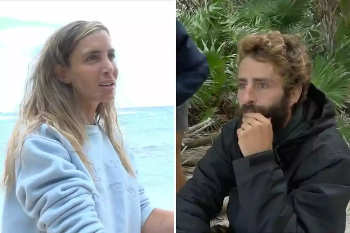 Nieves Bolós y Pelayo Díaz en un entorno natural, una mujer junto al mar y un hombre en un área con vegetación. Nieves Bolós y Pelayo Díaz en un entorno natural, una mujer junto al mar y un hombre en un área con vegetación.