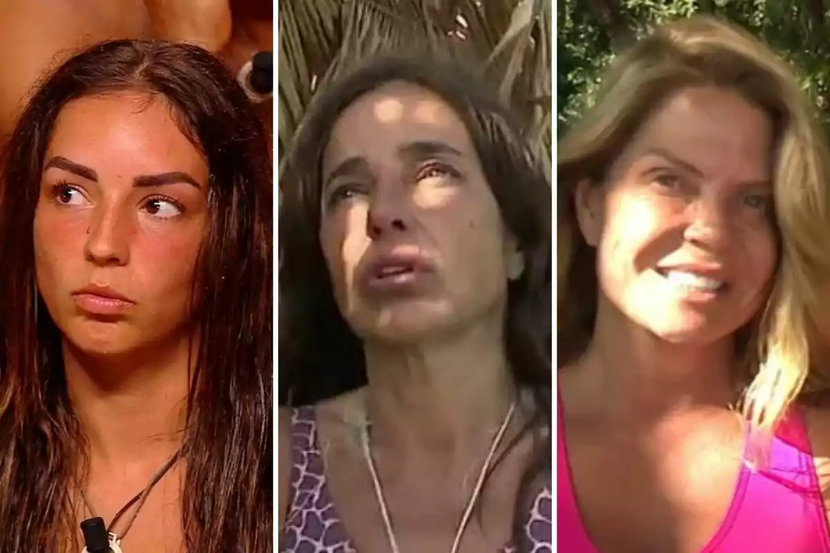 Anita, Carmen Alcayde y Makoke en diferentes escenas al aire libre, cada una con expresiones faciales distintas. Anita, Carmen Alcayde y Makoke en diferentes escenas al aire libre, cada una con expresiones faciales distintas.