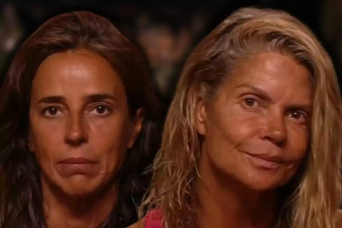 Carmen Alcayde y Makoke miran al frente con expresiones serias y fondo oscuro desenfocado