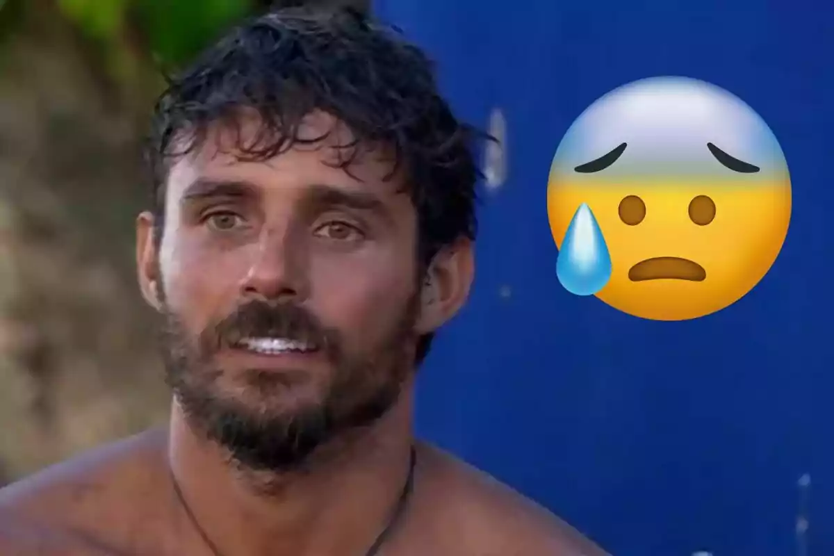 Manuel González con expresión seria y un emoji de cara preocupada con una gota de sudor al lado.