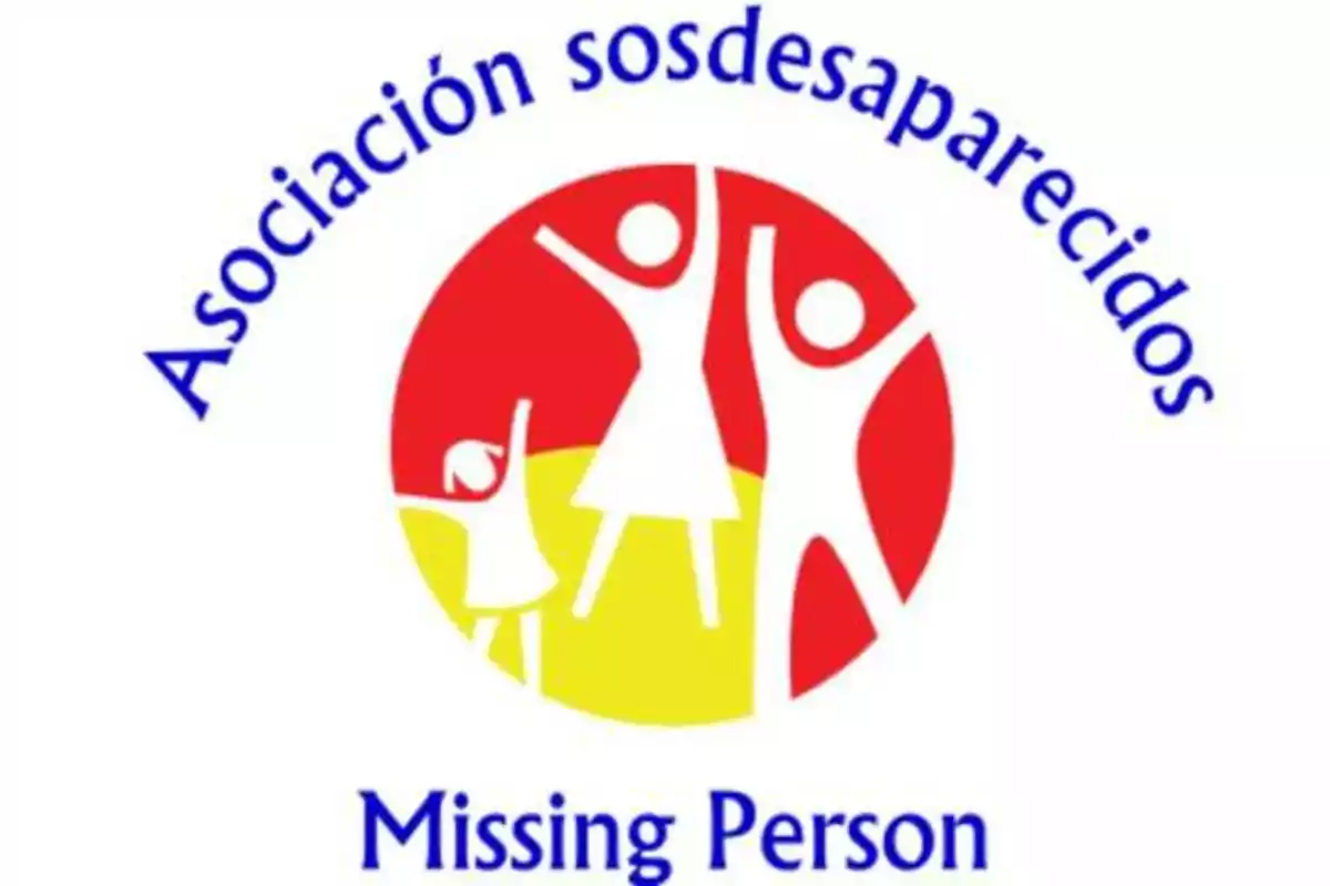 Logotipo de la Asociación Sosdesaparecidos con figuras humanas estilizadas en un círculo rojo y amarillo, y el texto "Missing Person" en la parte inferior.