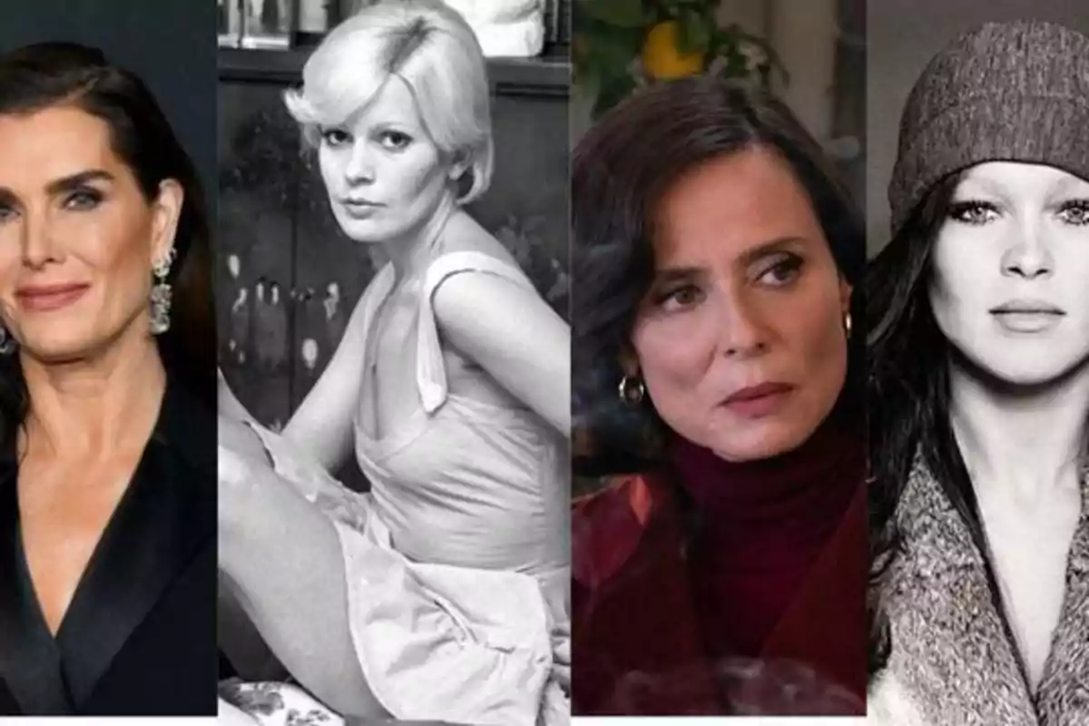 Cuatro mujeres posan en diferentes fotografías, dos en blanco y negro y dos en color, mostrando una variedad de estilos y expresiones.