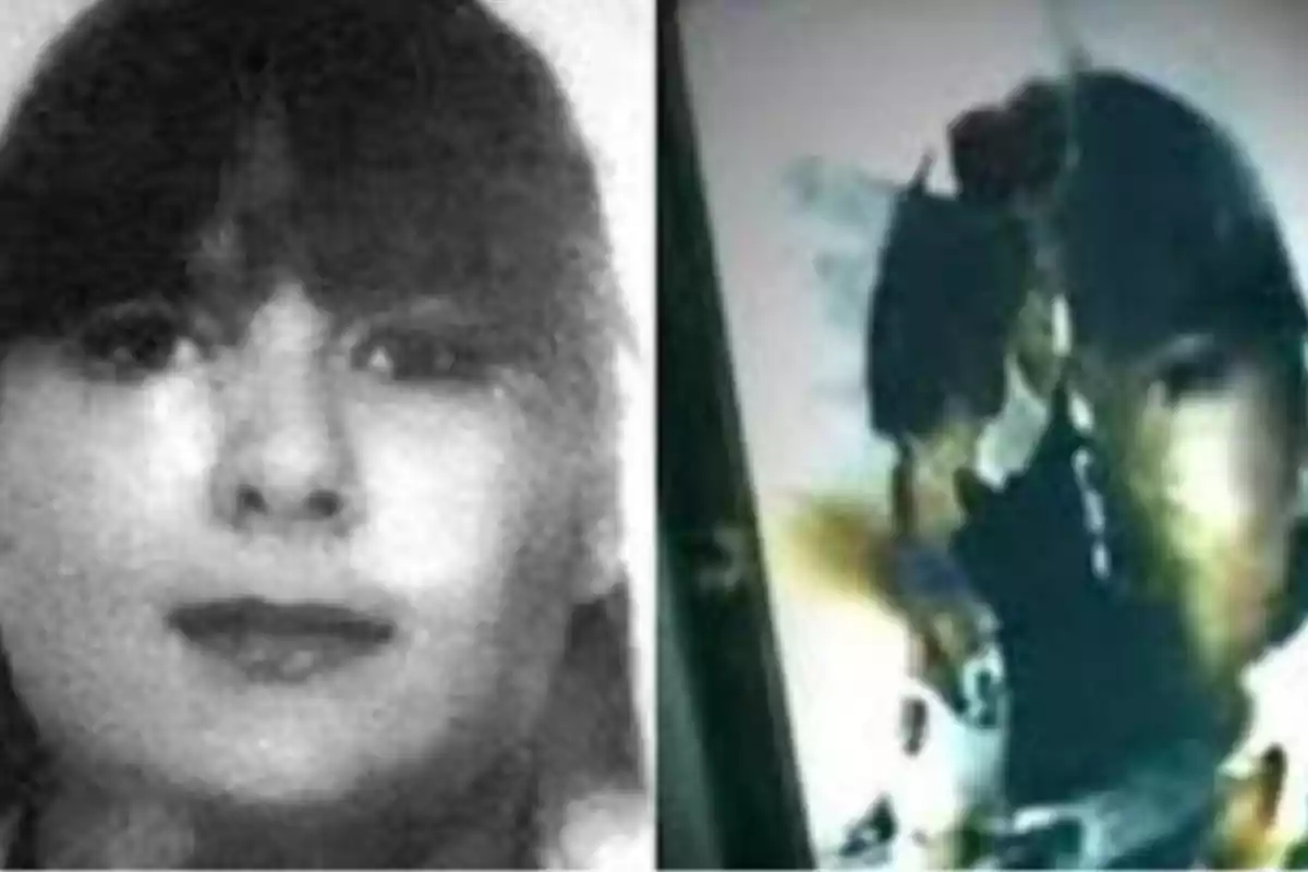 Una imagen en blanco y negro de una mujer a la izquierda y una imagen borrosa a la derecha.