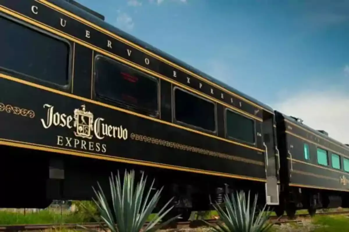 Un tren negro con detalles dorados llamado Un tren negro con detalles dorados llamado