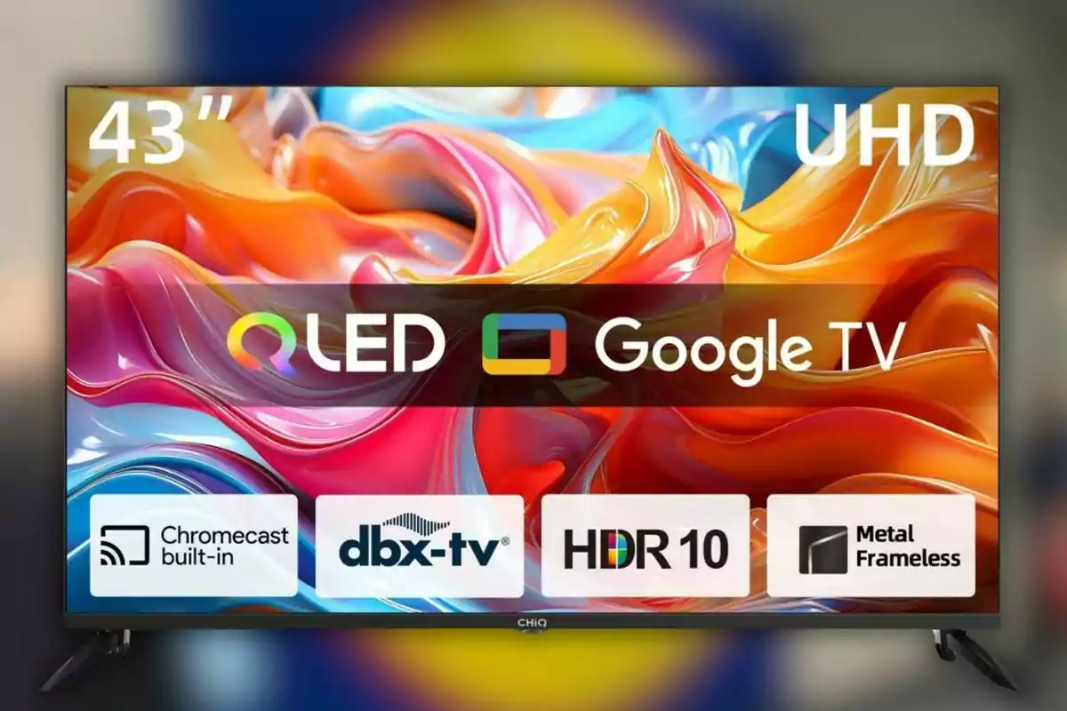 Televisor QLED de 43 pulgadas con resolución UHD, Google TV integrado, Chromecast incorporado, tecnología dbx-tv, HDR10 y diseño sin marco de metal. Televisor QLED de 43 pulgadas con resolución UHD, Google TV integrado, Chromecast incorporado, tecnología dbx-tv, HDR10 y diseño sin marco de metal.