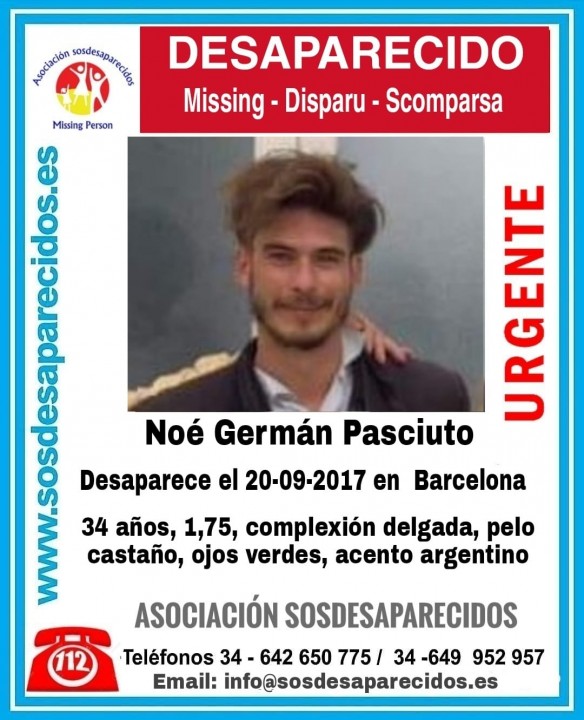 Buscan a Noé Germán Pasciuto, desaparecido en Barcelona en 2017 | El Cierre  Digital