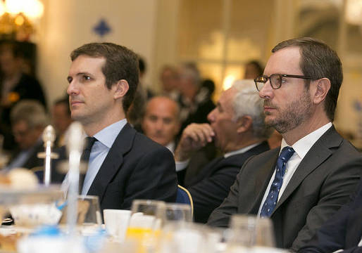 Pablo Casado y Javier Maroto durante un acto del Partido Popular.