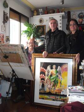 Rafael Romero, Enrique Sánchez y Pilar Redondo en el estudio del pinto