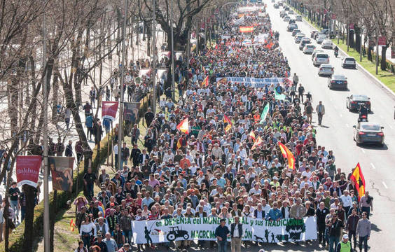 La manifestación por el mundo rural recorrió el Paseo de la Castellana en Madrid