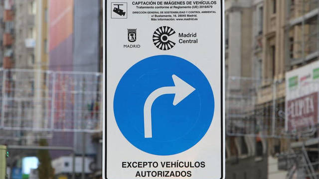 Un cartel indicador de Madrid Central / Europa Press.