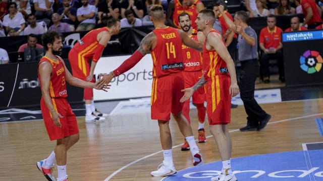 La actual Selección Española de Baloncesto durante un partido