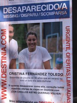 Destinia usa los carteles de SOS Desaparecidos para captar clientes