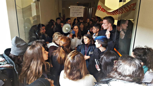 Protesta en la Universidad Carlos III de Madrid. 