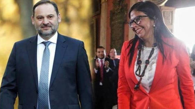 El ministro Ábalos y Delcy Rodríguez en un fotomontaje.