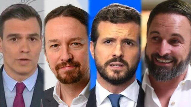 Pedro Sánchez, Pablo Iglesias, Pablo Casado y Santiago Abascal.