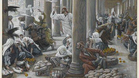 Los mercaderes expulsados del Templo, de James Tissot.