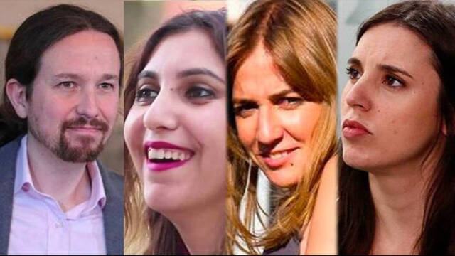 Pablo Iglesias, DIna Boulsheman, Tania Sánchez Melero y Irene Montero.