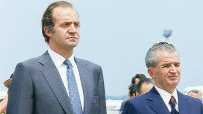 Juan Carlos I y Ceaucescu.