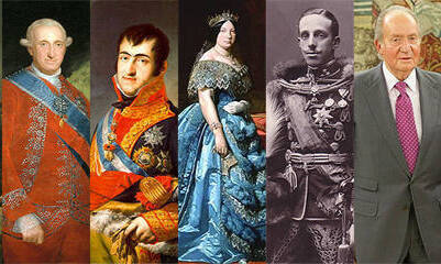 Carlos IV, Fernando VII, Isabel II, Alfonso XIII y Juan Carlos I.