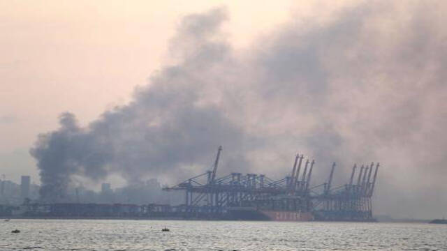 Explosión en el puerto de Beirut.