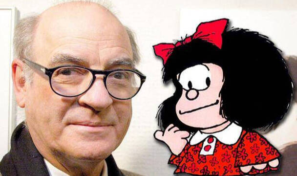 Quino con su 'hija' Mafalda.