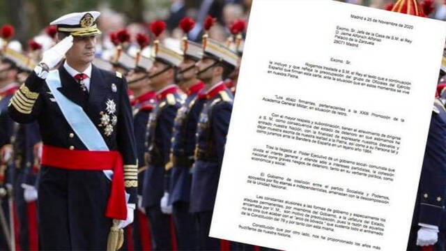 La carta de militares al Rey.