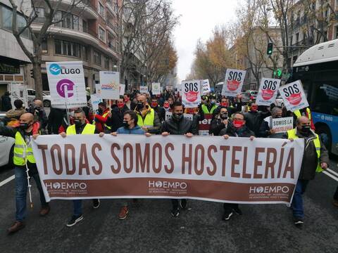 Marcha de hosteleros, en Madrid.