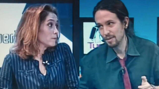 Isabel Díaz Ayuso y Pablo Iglesias en el programa La Tuerka en 2012 cuando compartían tertulia.