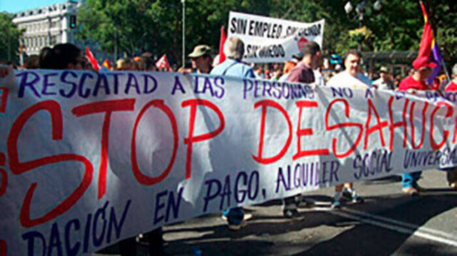 Protesta por un desahucio en Rivas Vaciamadrid.