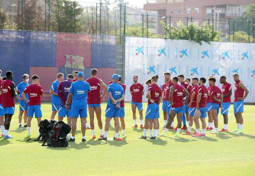 Imagen de un entrenamiento del FC Barcelona esta temporada