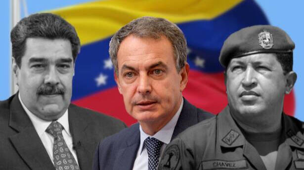 Fotomontaje de Zapatero, Maduro y Chávez. 