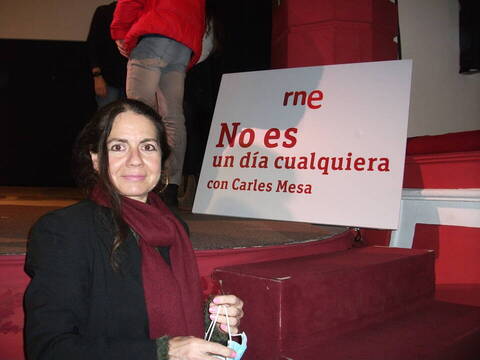 Pilar Redondo en la grabación del programa en Madrid, en el Teatro Reina Victoria.