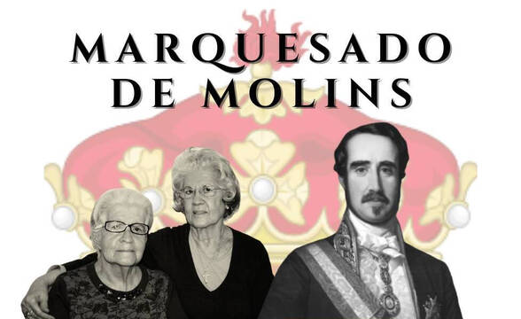 Las hermanas Carmen y Blanca, hermanas del actual marqués, junto al primer marqués de Molins.