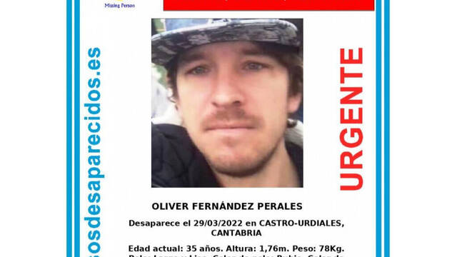 Cartel de SOSDesaparecidos de Oliver Fernández. 