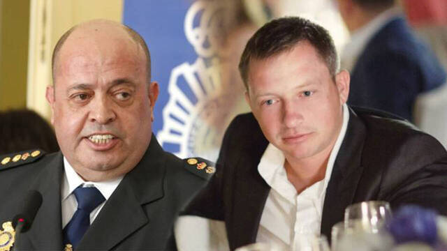 El excomisario de Benidorm Juan Carlos Hernández Muñoz y el ruso Alexey Shirokov en un montaje.