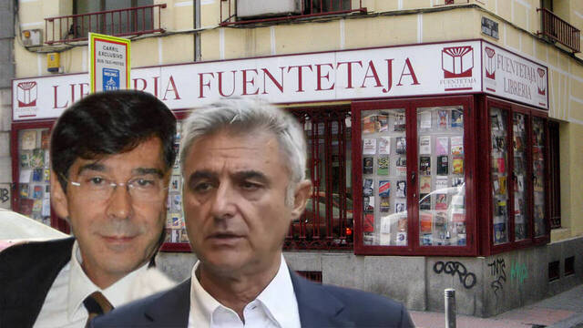 Pedro Pablo Mansilla y Miguel Barroso en un montaje con la librería Fuentetaja.
