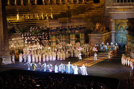 Representación de la ópera Aida en la localidad de Verona.