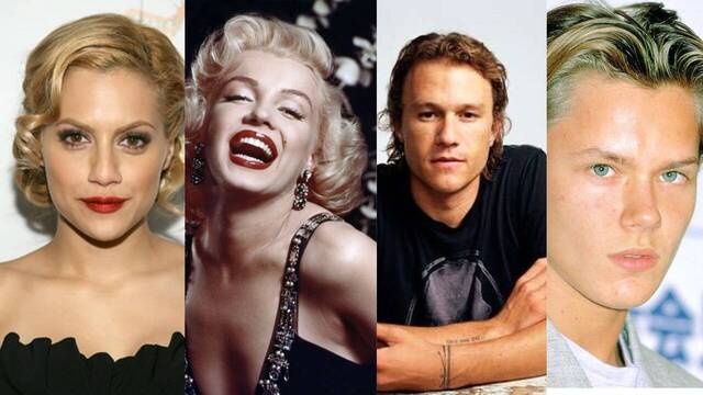 Brittany Murphy, Marilyn Monroe, Heath Ledger y River Phoenix.