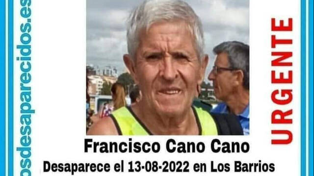 Ficha de desaparecido de Paco Cano