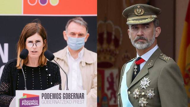 La portavoz de Podemos en el Parlamento vasco Miren Gorrotxategi y el rey Felipe VI.