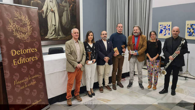 Los galardonados de los Premios Artemisa (Demetrio Fernández no pudo asistir, está representado por un amigo, El editor, el presentador, el músico y Pilar Redondo.