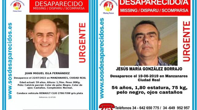 Carteles de SOSDesaparecidos de Juan Miguel Isla y Jesús González Borrajos.