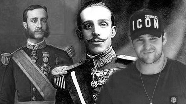 Alfonso XII, Alfonso XIII y Froilán en un montaje.
