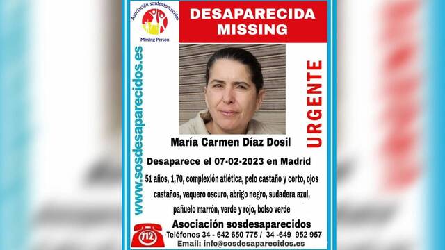 Cartel de la desaparición de Maria Carmen Díaz Dosil.