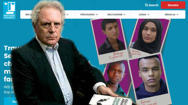 Joaquín Romero Maura en un montaje con la web de la ONG Refugee Council.